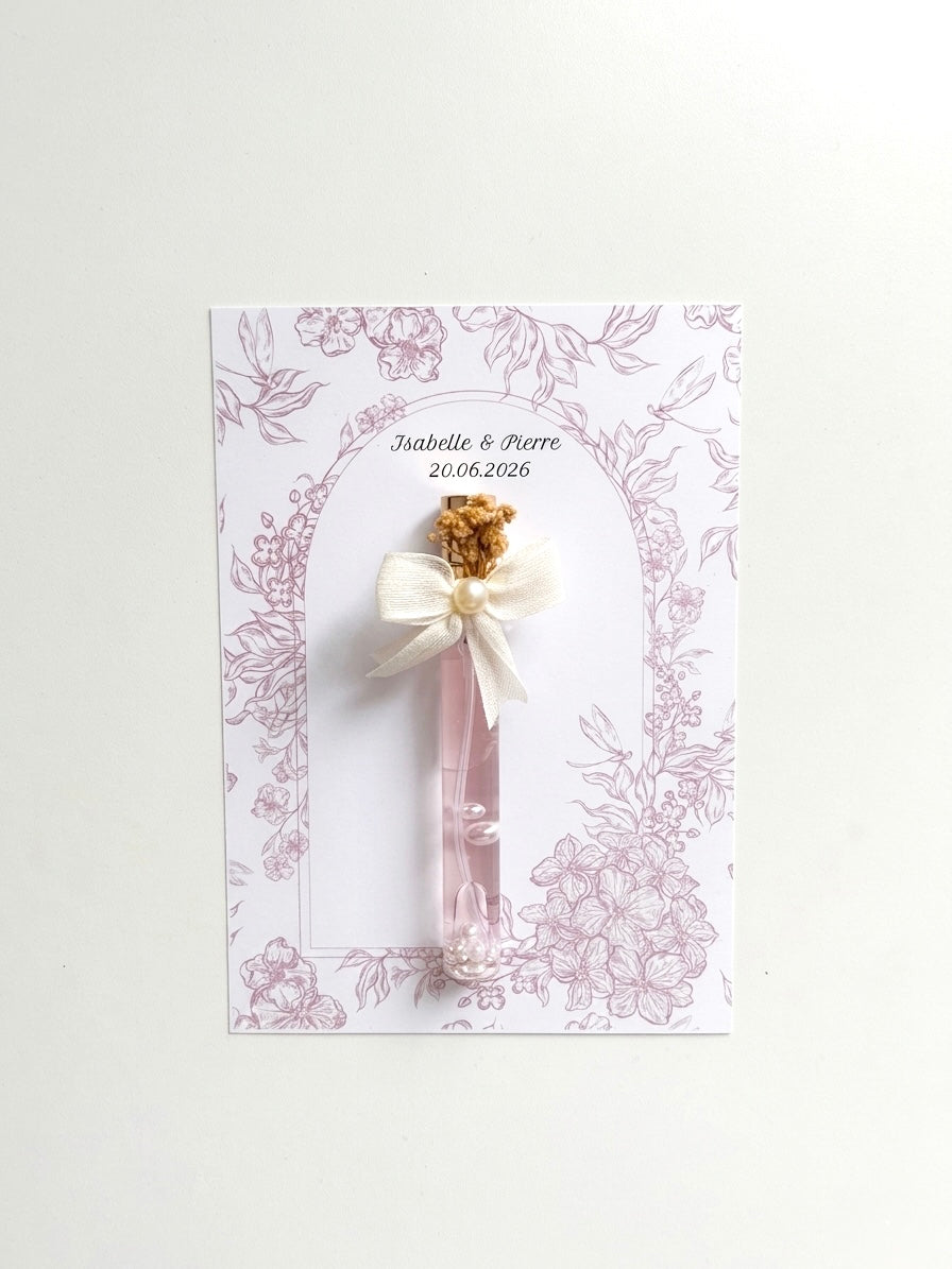 Flacon Spray 10 ml Personnalisé aux Perles Nacrées | Eau de Cologne ou Senteur Coton & Carte Illustrée