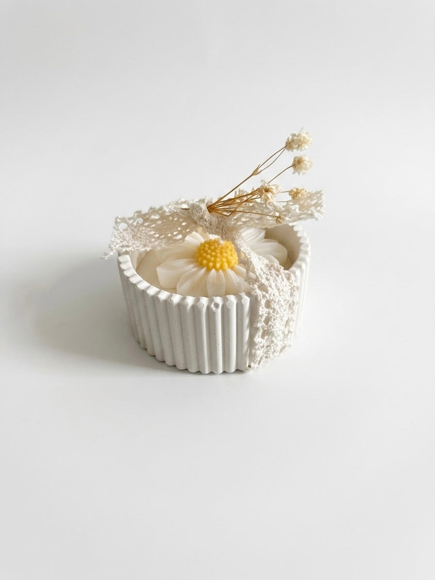 Bougie Fleur en Jesmonite-Cadeau Invité Événement