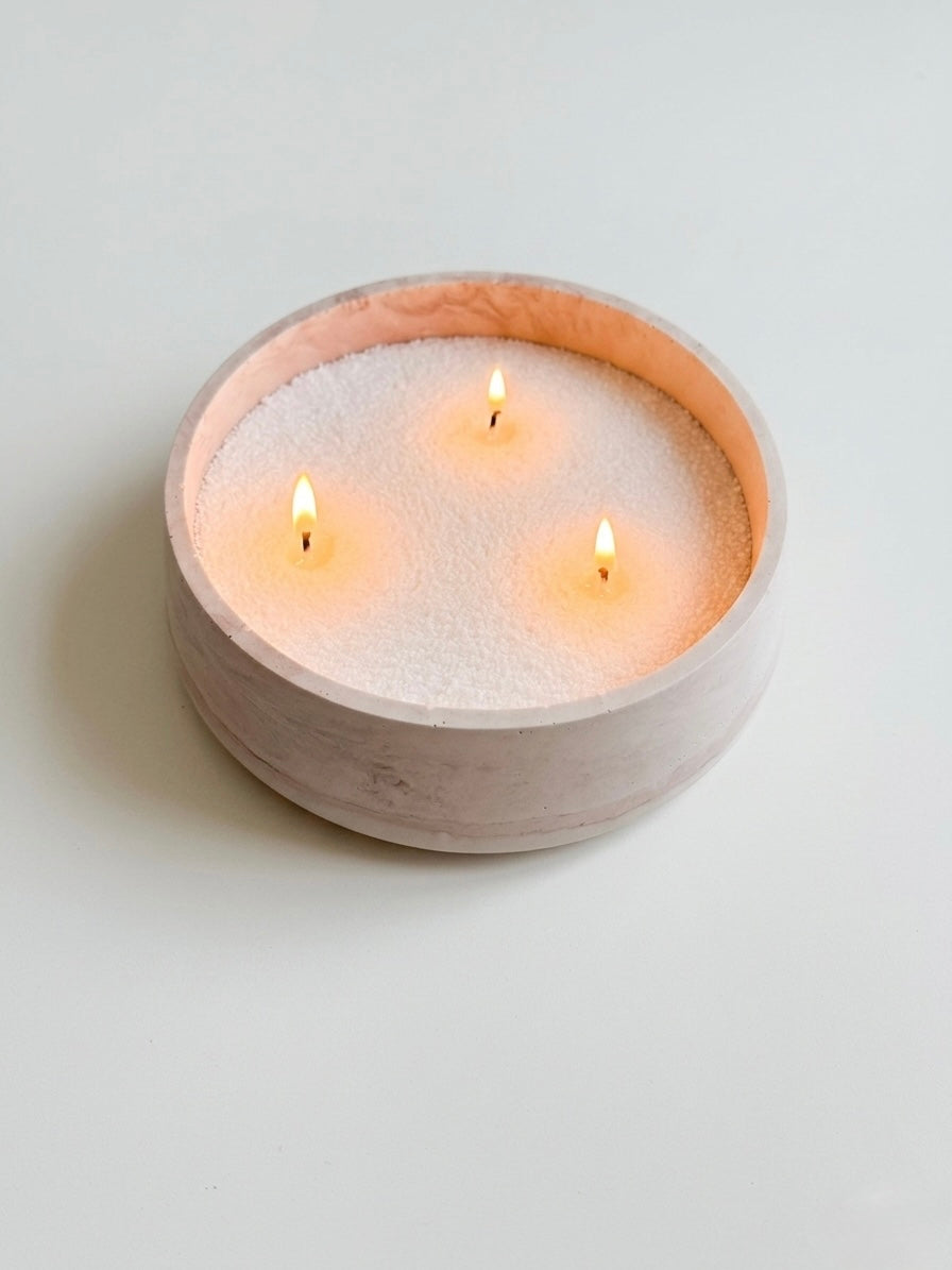 Bougie de Sable en Coupe Jesmonite | 3 Mèches