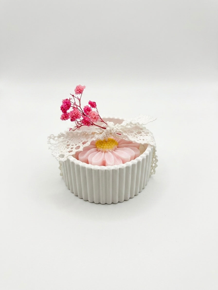 Bougie Fleur en Jesmonite-Cadeau Invité Événement