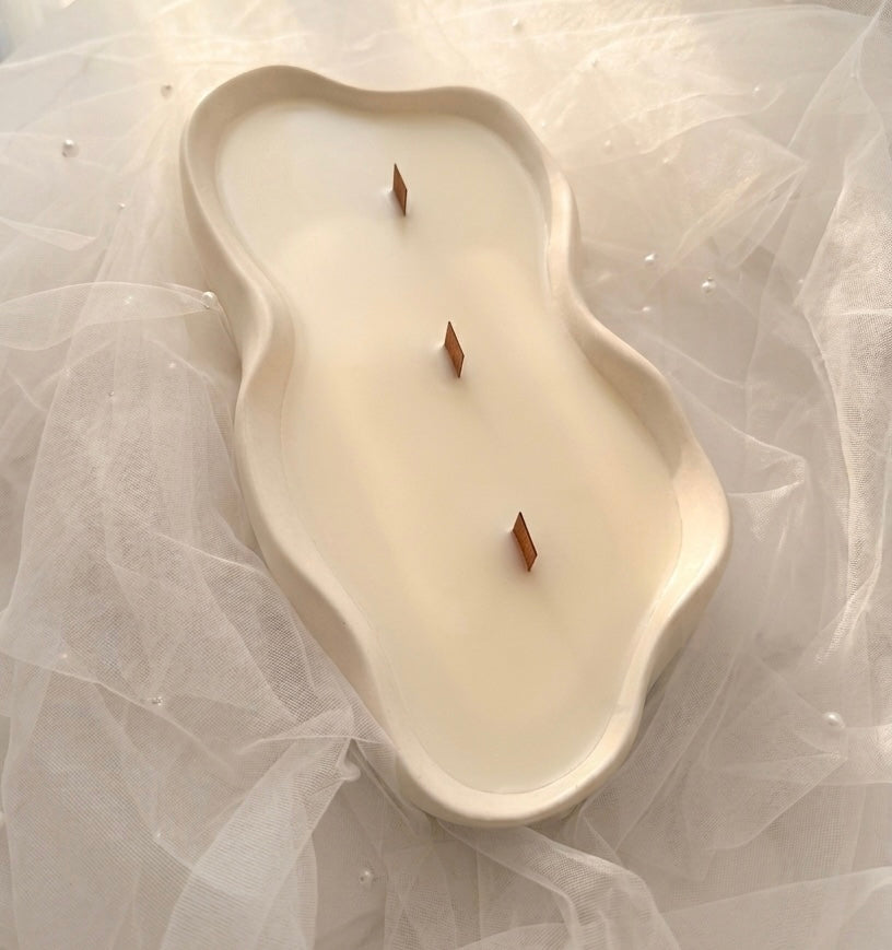 Bougie Décorative en Jesmonite – Cire de Soja Naturelle Artisanale