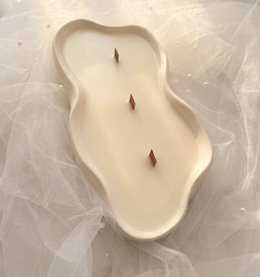 Bougie Décorative en Jesmonite – Cire de Soja Naturelle Artisanale