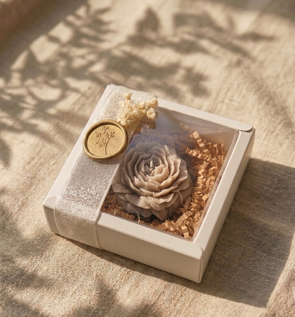 Bougie Fleur en Coffret – Petite Bougie Fleur – Cadeau Invité Événement