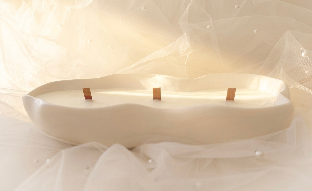 Bougie Décorative en Jesmonite – Cire de Soja Naturelle Artisanale