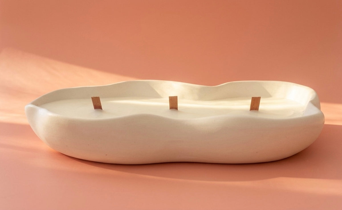 Bougie Décorative en Jesmonite – Cire de Soja Naturelle Artisanale