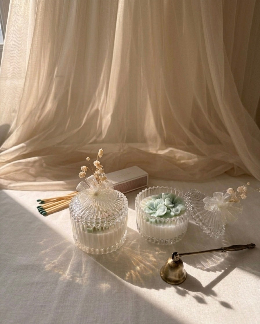 Bougie Fleur en Cloche de Verre-Cadeau Invité Événement