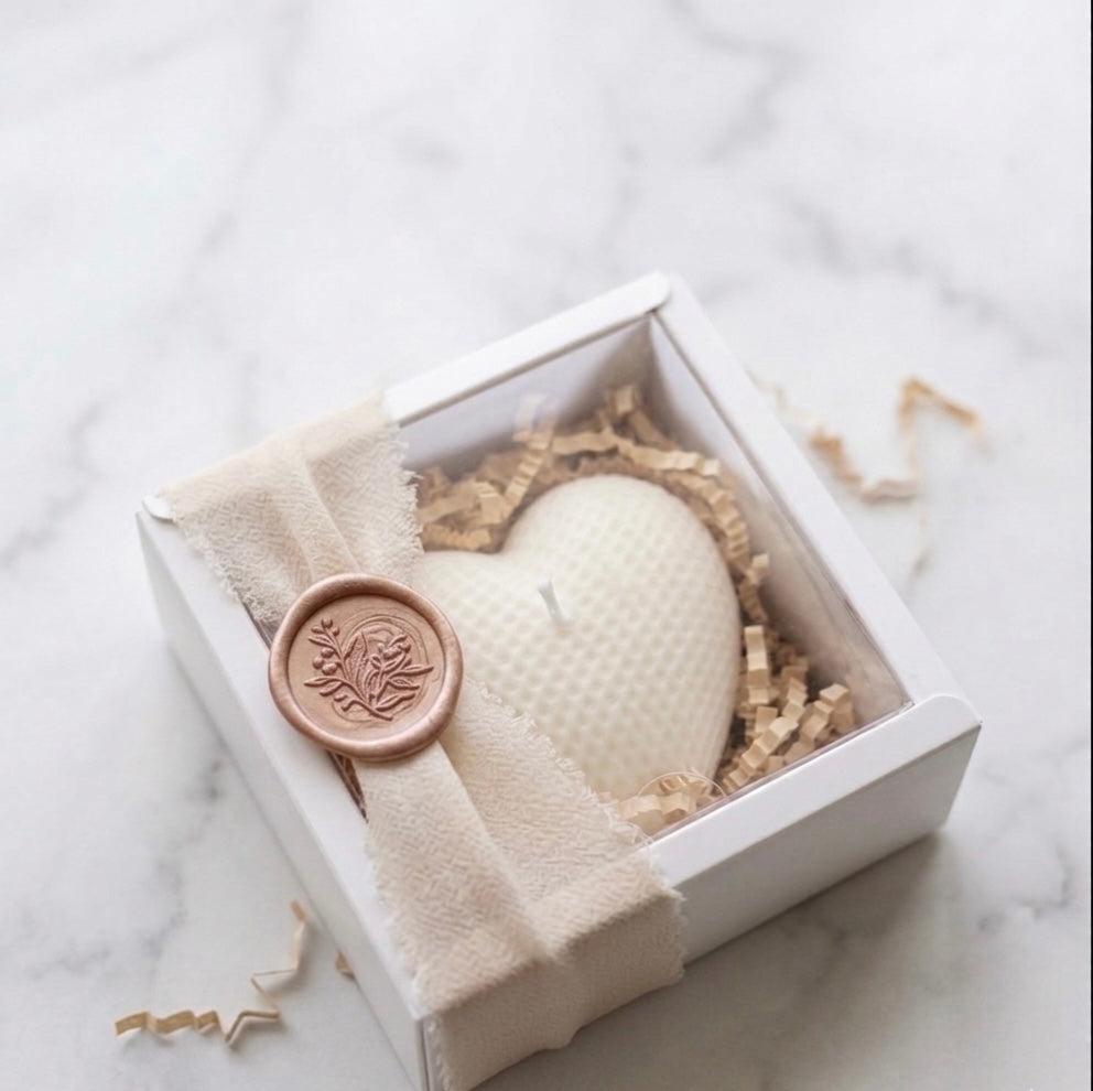 Bougie Cœur Élégante en Coffret – Cadeau Invité Événement