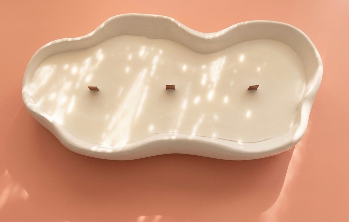 Bougie Décorative en Jesmonite – Cire de Soja Naturelle Artisanale