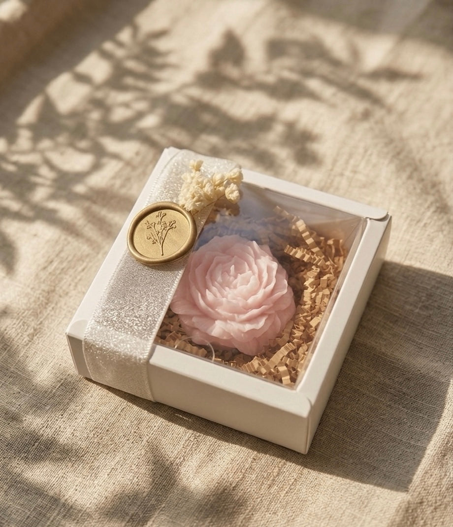 Bougie Fleur en Coffret – Petite Bougie Fleur – Cadeau Invité Événement