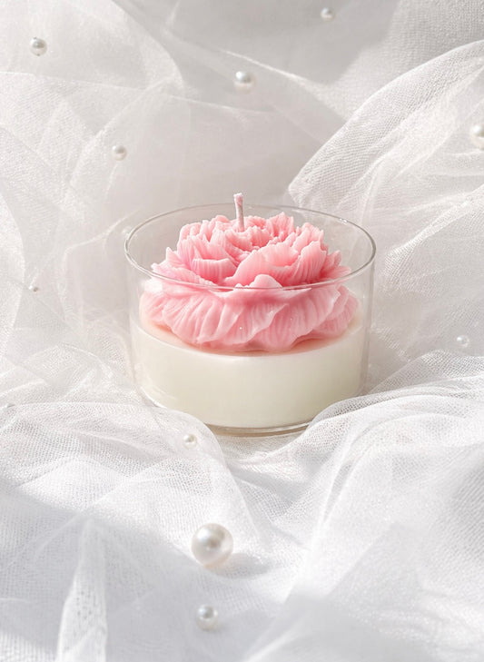 Bougie Pivoine Rose | Bougie Parfumée Fleur en Cire de Soja
