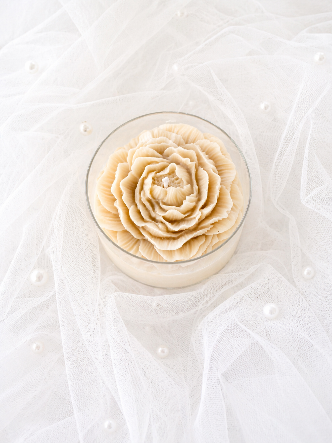 Bougie Pivoine Crème | Bougie Parfumée Rose