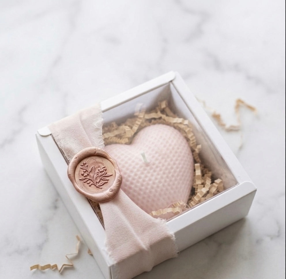 Bougie Cœur Élégante en Coffret – Cadeau Invité Événement