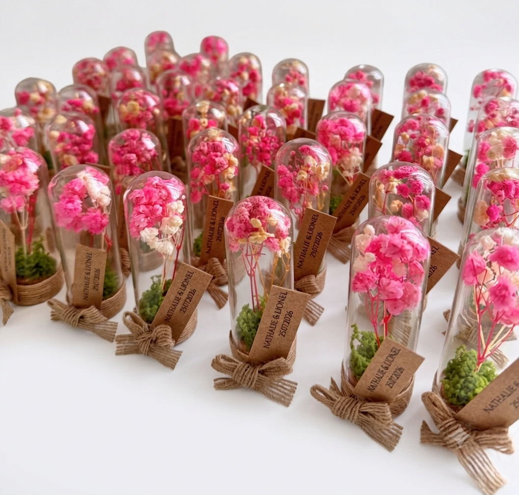 Cloche en Verre Fleur Séchée – Cadeau Invité Événement